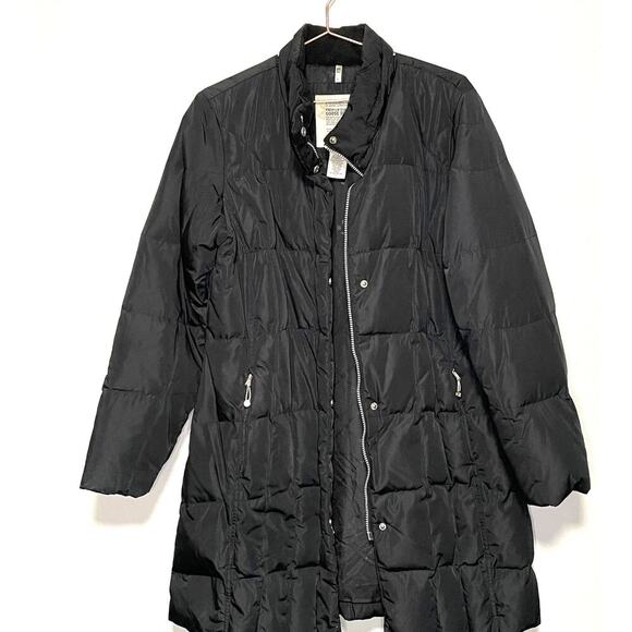 Eddie Bauer Womens Lodge Goose Down Quilted Black Parka without hood size Large - Picture 5 of 12